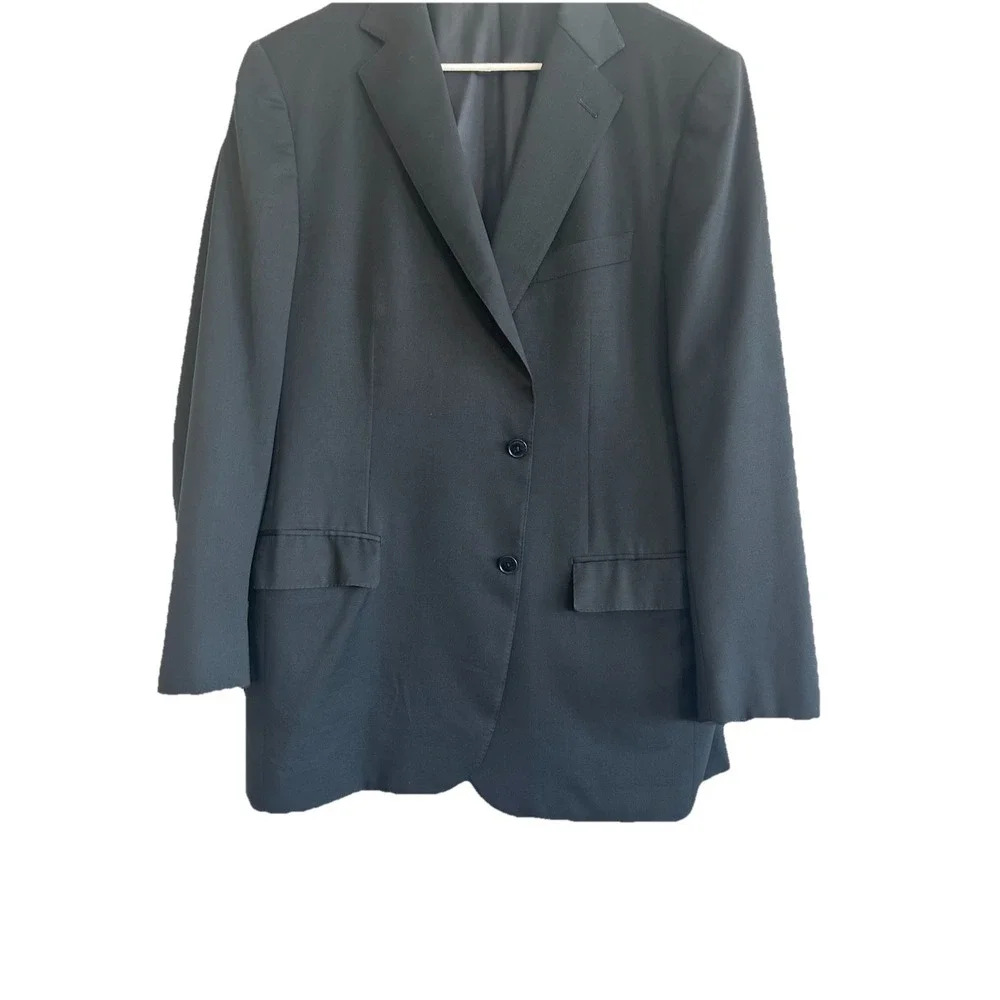 Ermenegildo Zegna Wool Blazer Jacket Mens US 48R Navy Multiseason 2 Button